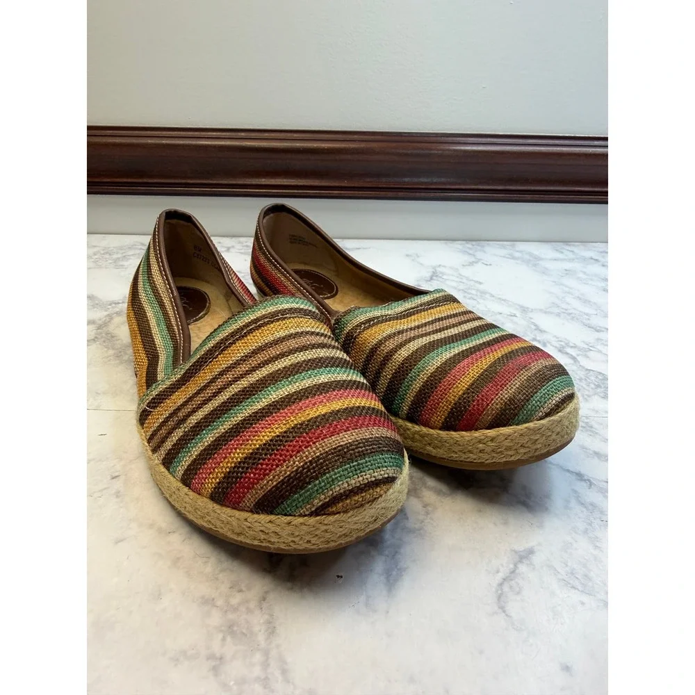 b.o.c. Born Concept Women 8M Striped Espadrille Flats Multi Color C87223 CCAH15